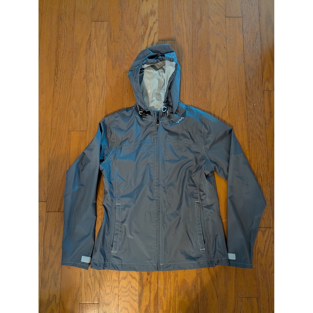 Huk Performance Fishing Rain Jacket Gray Full Zip Hooded Windbreaker H6400001